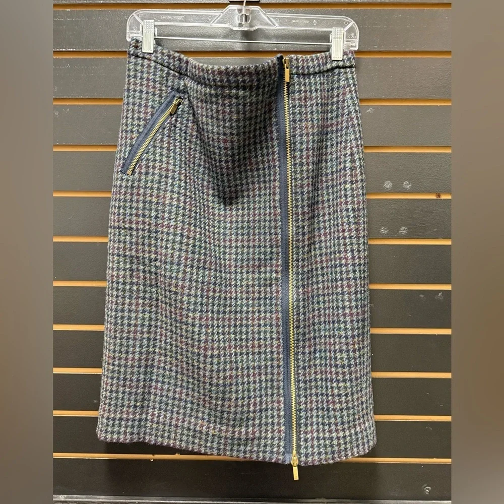 J.Crew Wool Houndstooth Zip Pencil Skirt Size 12 🖤🤎